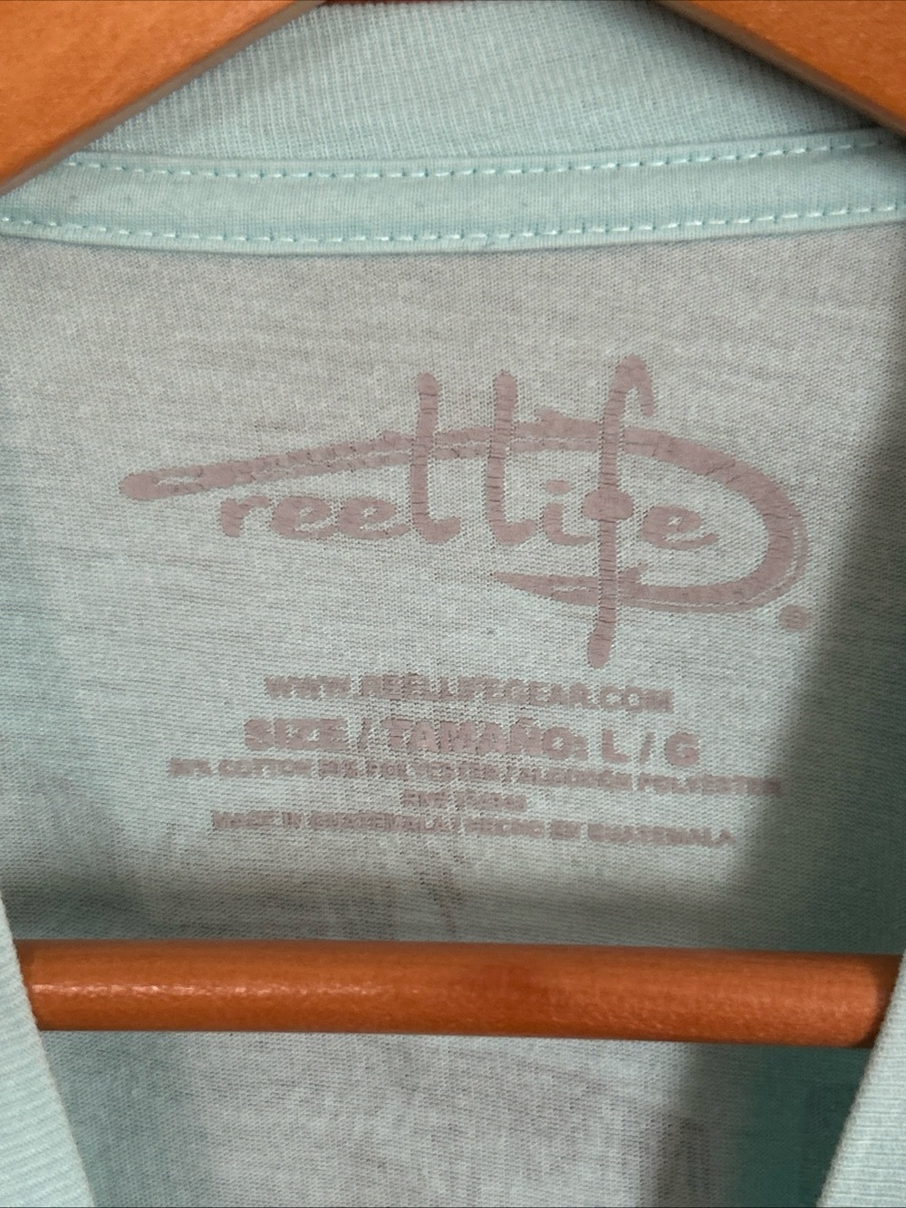 Reel Life Mint Green Size Large Short Sleeve Graphic T-Shirt w/Surfer Logo - Picture 4 of 8